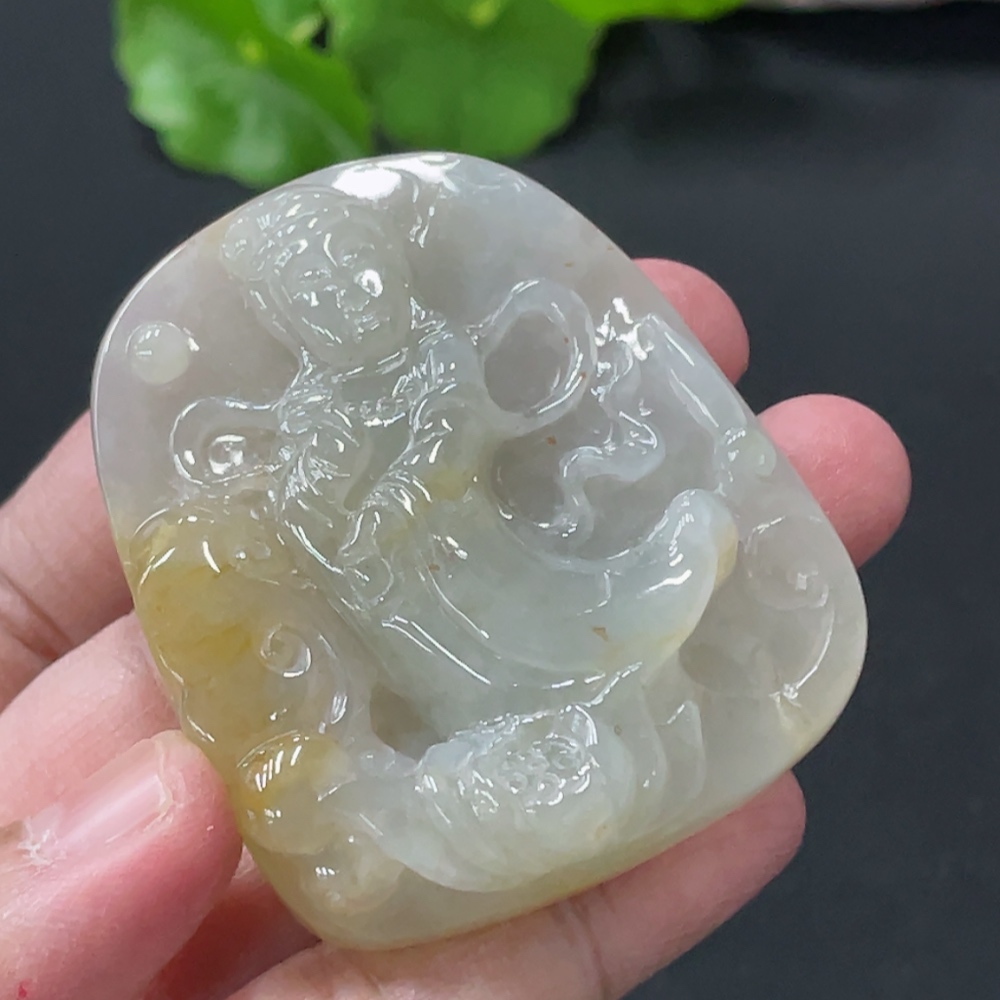 F35109714 Jadeite Guanyin Pendant, Total Weight Approximately 47.19g