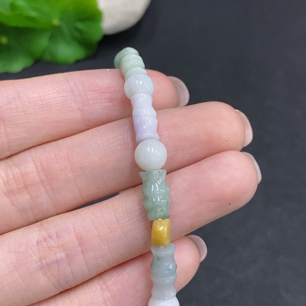 F34060041 Jadeite Bracelet Total Weight Approx. 10.8g Yellow Beads Color Origin Undetermined