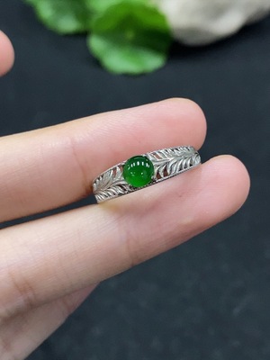 F34055897 Jadeite Cabochon Ring, Non-Gold Setting, Adjustable, Total Weight Approx. 2.06g