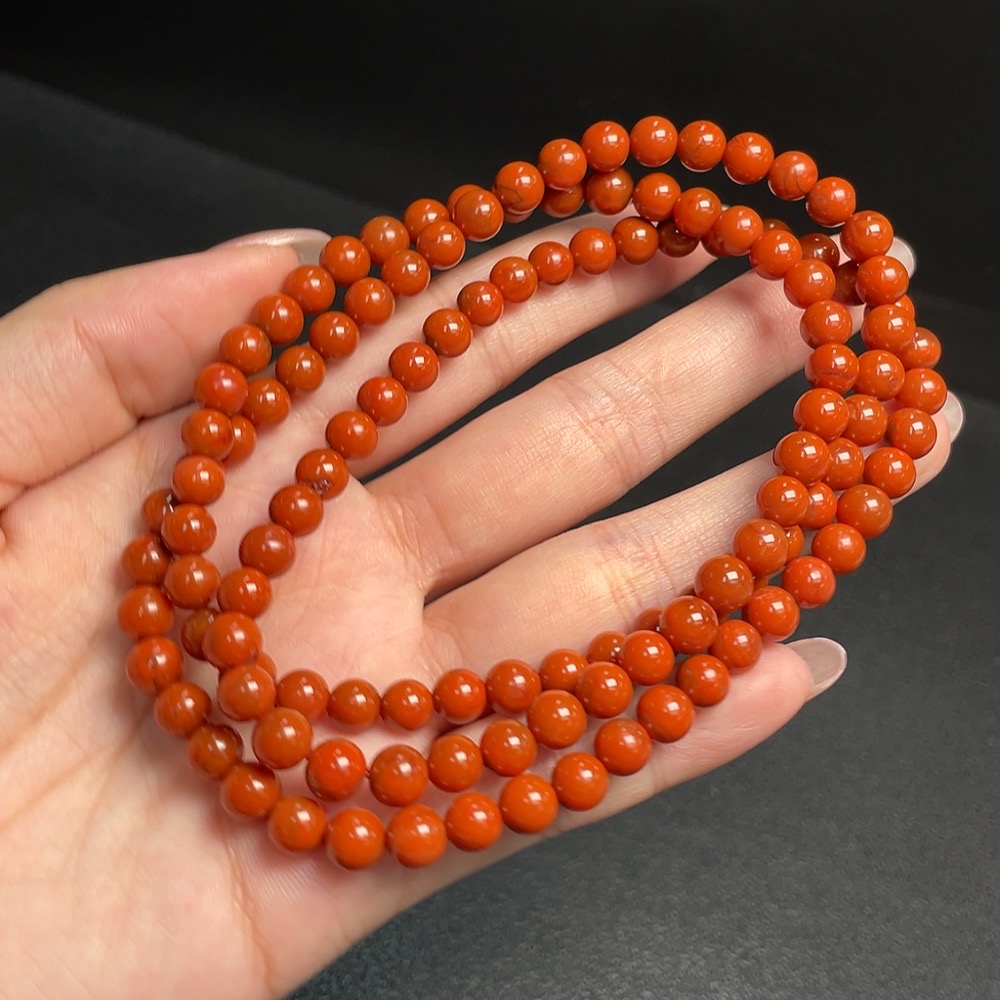 C32712895 Red Agate Bead Strand, Total Weight Approx. 37.81g, Size About 6.2mm