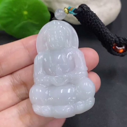 F34022288 Jadeite Guanyin Pendant Total Weight with Cord Approx. 18.3g