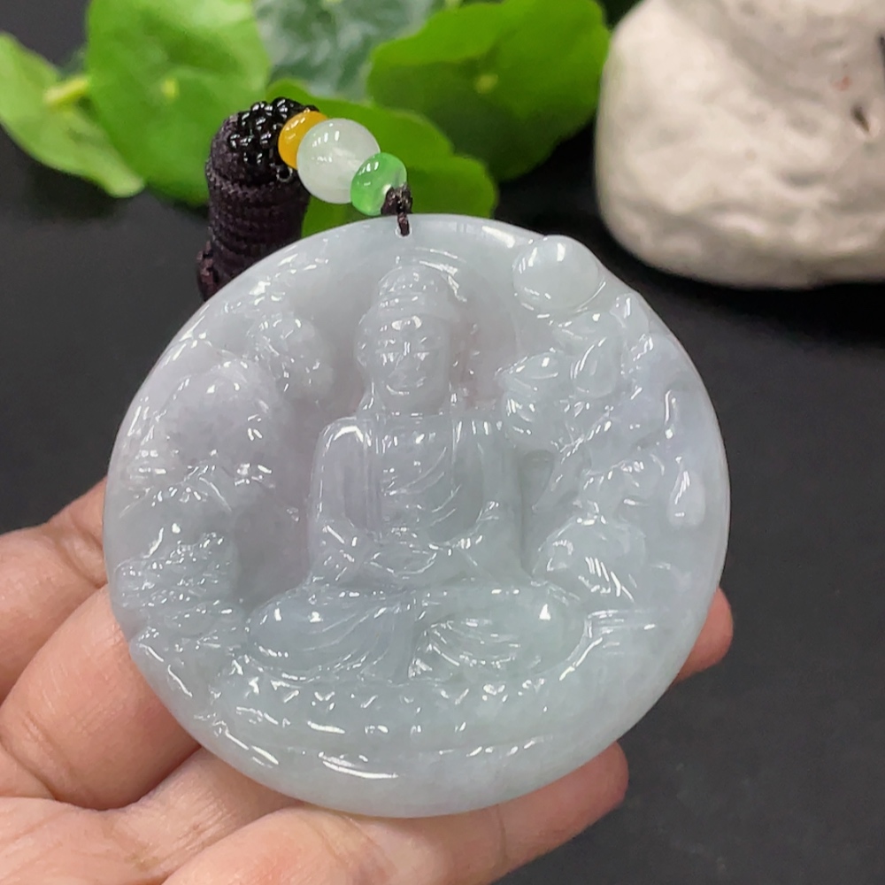 F33945567 Jadeite Great Sun Tathagata Pendant Total weight about 39.77g With non-A grade beads