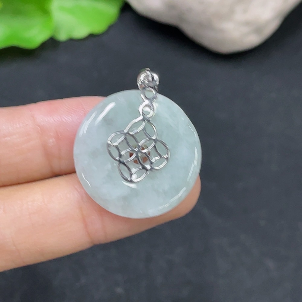 F31638428 JadeitePeace Button Pendant Non-Gold-Inlaid Total Weight Approx. 4.2g