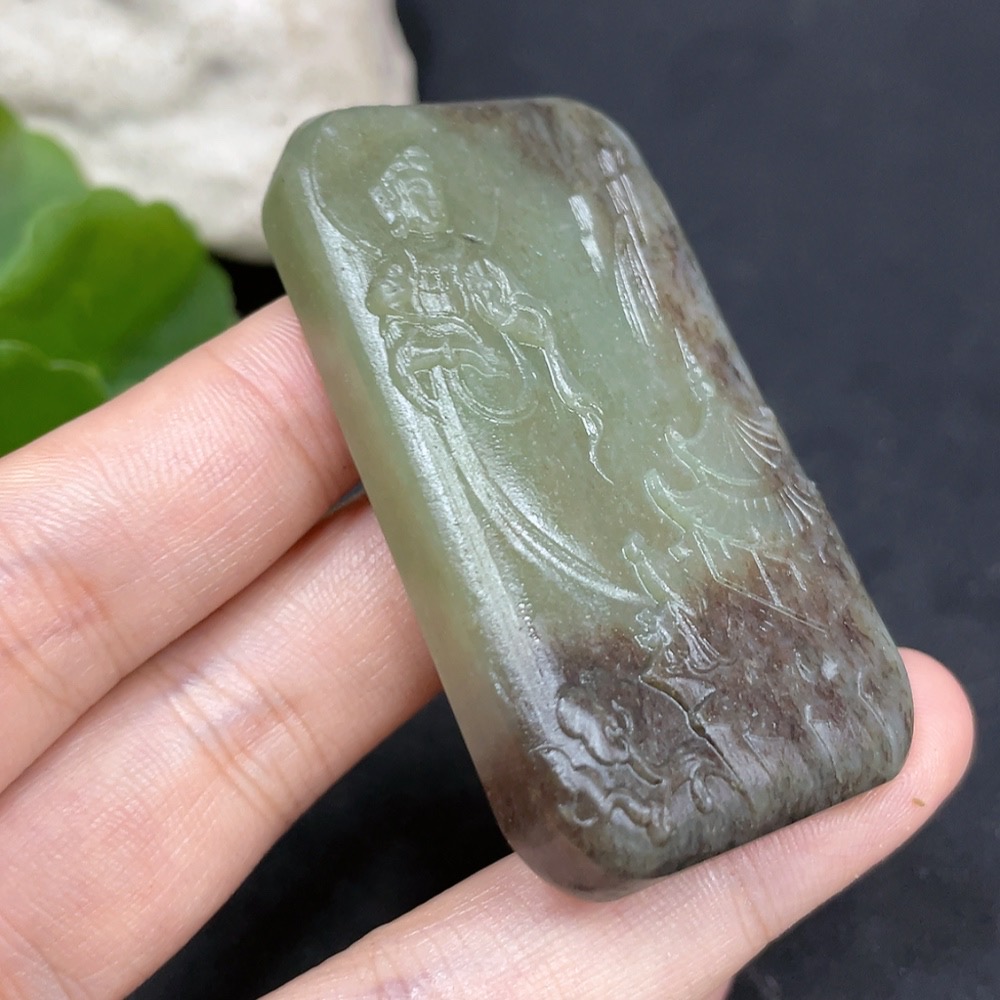 H31615937 Hetian Jade Pendant Guanyin Total Weight Approx. 47.4g