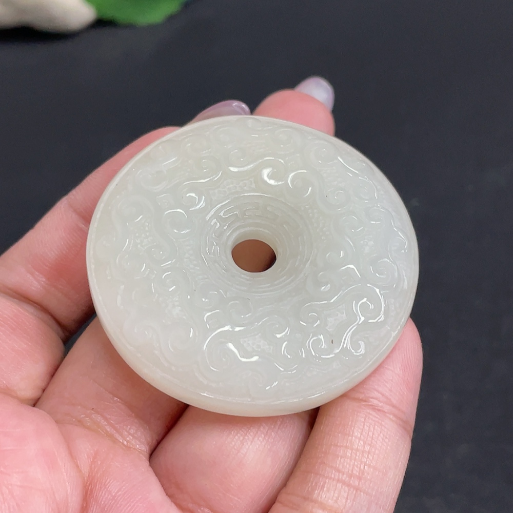 H34957171 Hetian Jade Pendant Antique Button Total Weight Approx. 44.3g