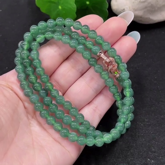 F33899411 Jadeite Bead Necklace Approx. 6mm Total Weight About 41.7g Non-gold Setting