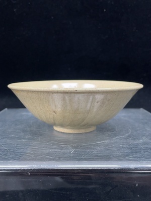 W34988257 Porcelain, intact, celadon carved floral bowl, size as per actual item