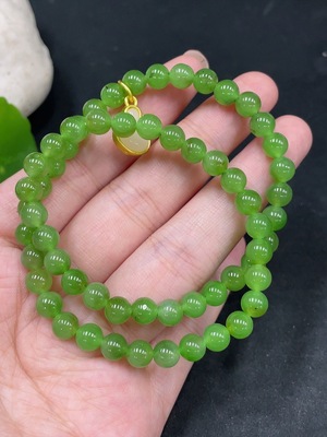 H31582980 Hetian Jade Bead Necklace Approx. 6mm Total Weight About 21.4g Non-Gold