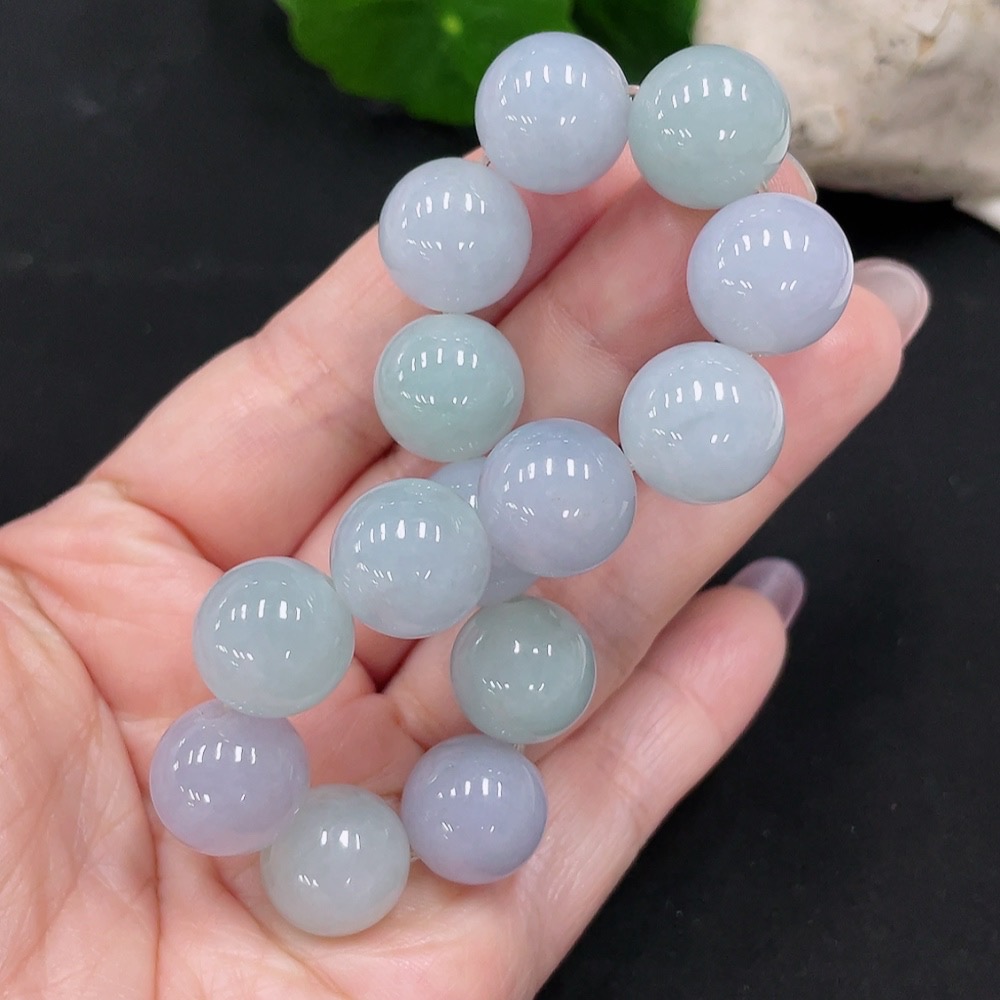 F34967189 Jadeite Bracelet, Approx. 12.8mm Beads, Total Weight Approx. 51.4g