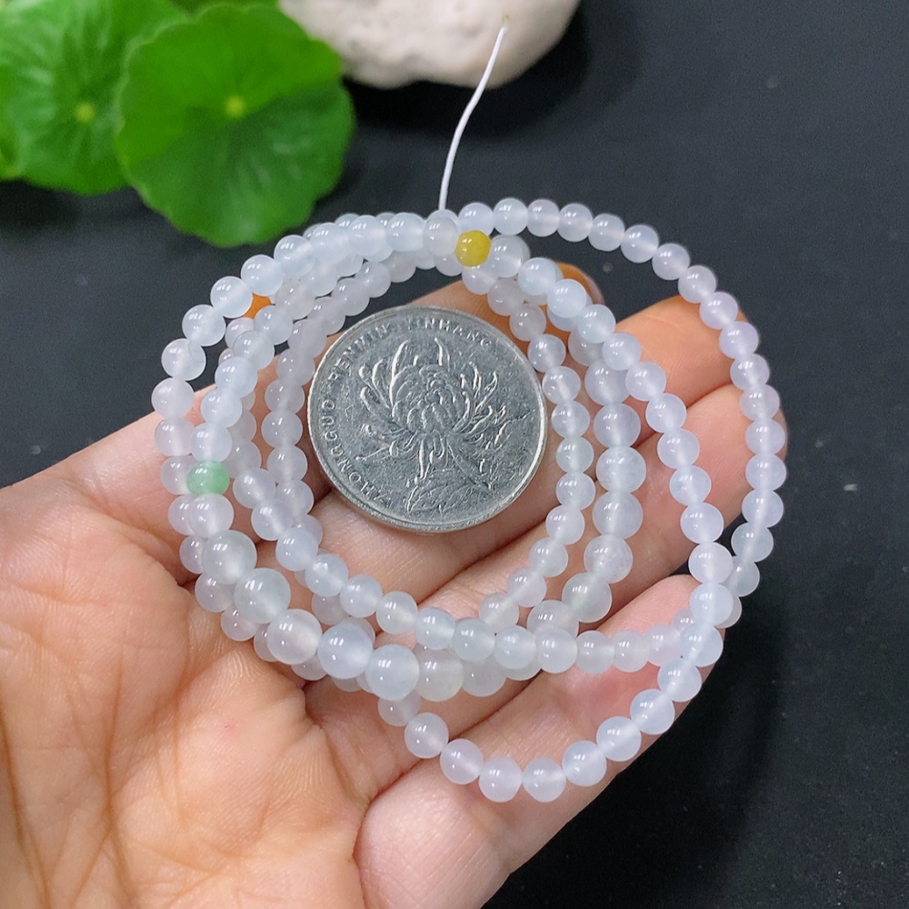 F30442587 Jadeite Bead Necklace Approx. 5mm Total Weight Approx. 17.5g Color Origin Undetermined