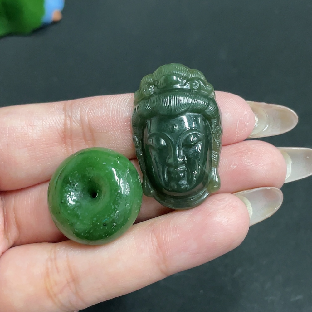 H29359610 Hetian Jade Pendant Guanyin Peace Ring Total Weight Approx. 21.9g