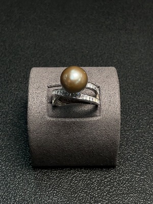 C30469709 Seawater pearl inlaid ring, non-gold setting, adjustable, size approx. 11.4mm, total weight approx. 5.15g, color origin undetermined