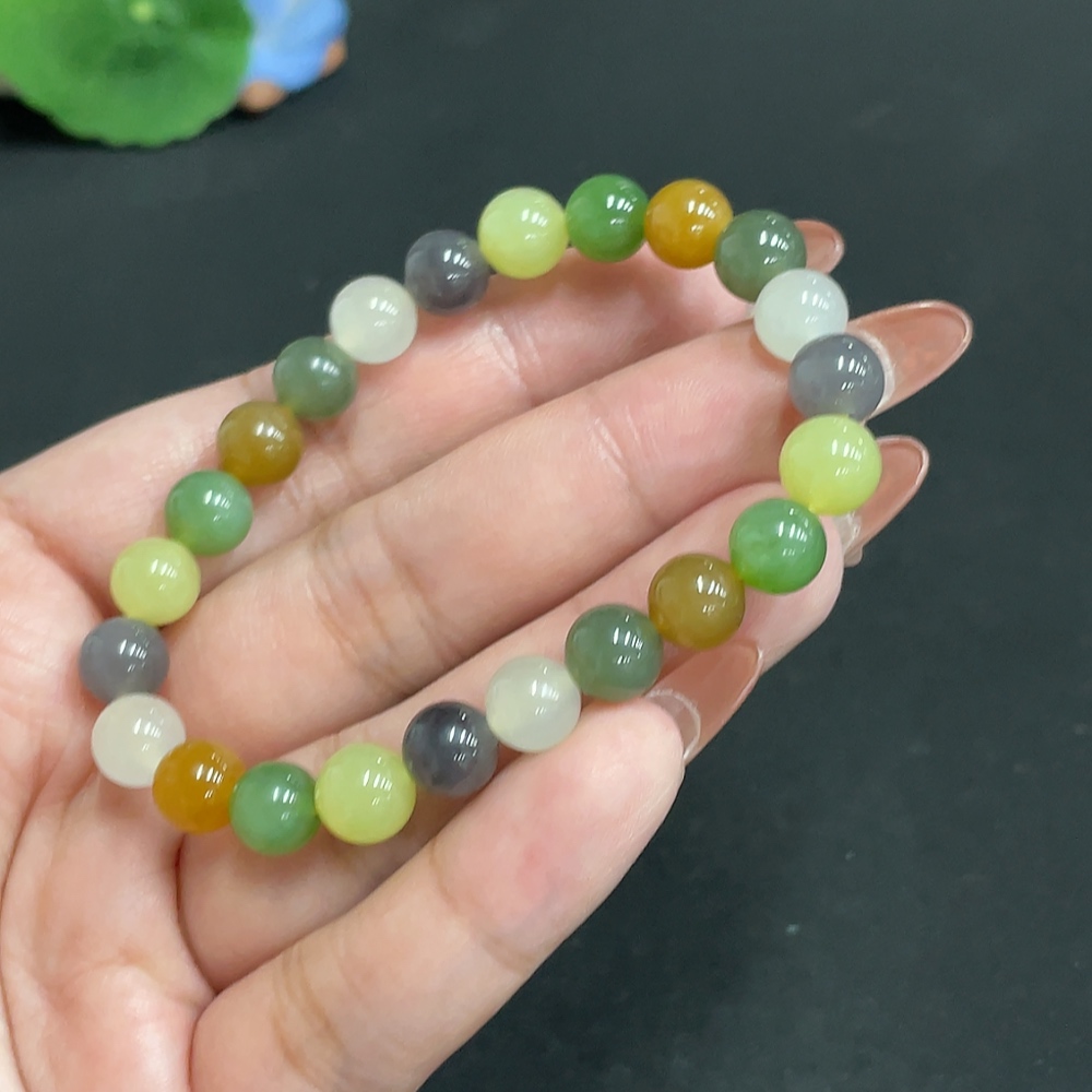 H35118229 Hetian Jade Bead Necklace Approx. 7.6mm Total Weight Approx. 17.8g