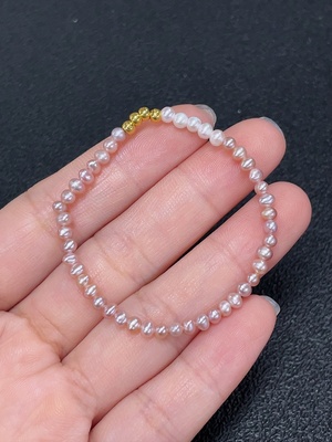 C43112152 珍珠手链 含金量99% 空心金易损 货品总重约1.9g 卡3.5mm左右