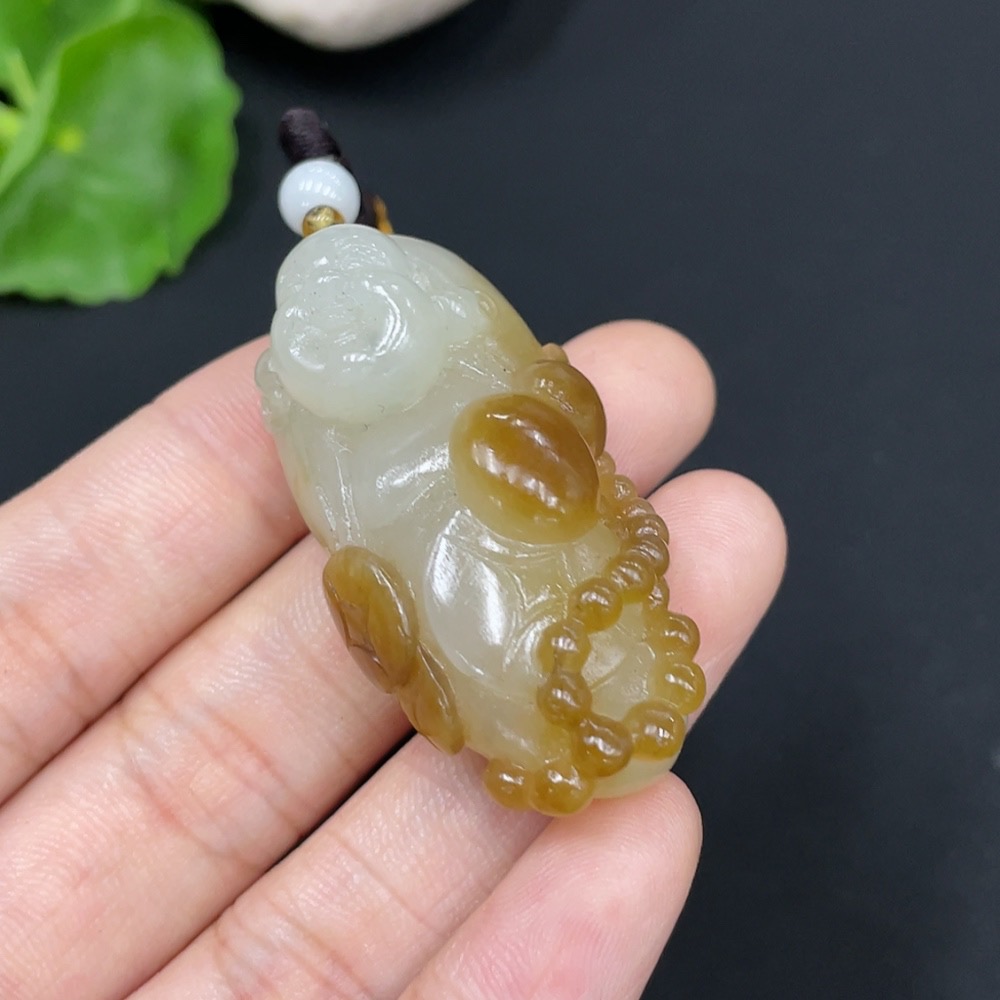H29324832 Hetian Jade Pendant Buddha Beads Not Hetian Jade Total Weight Approx. (Including Rope) 25.9g