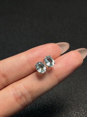 C34009101 Aquamarine Earrings 18K Gold Total Weight Approx. 1.35g