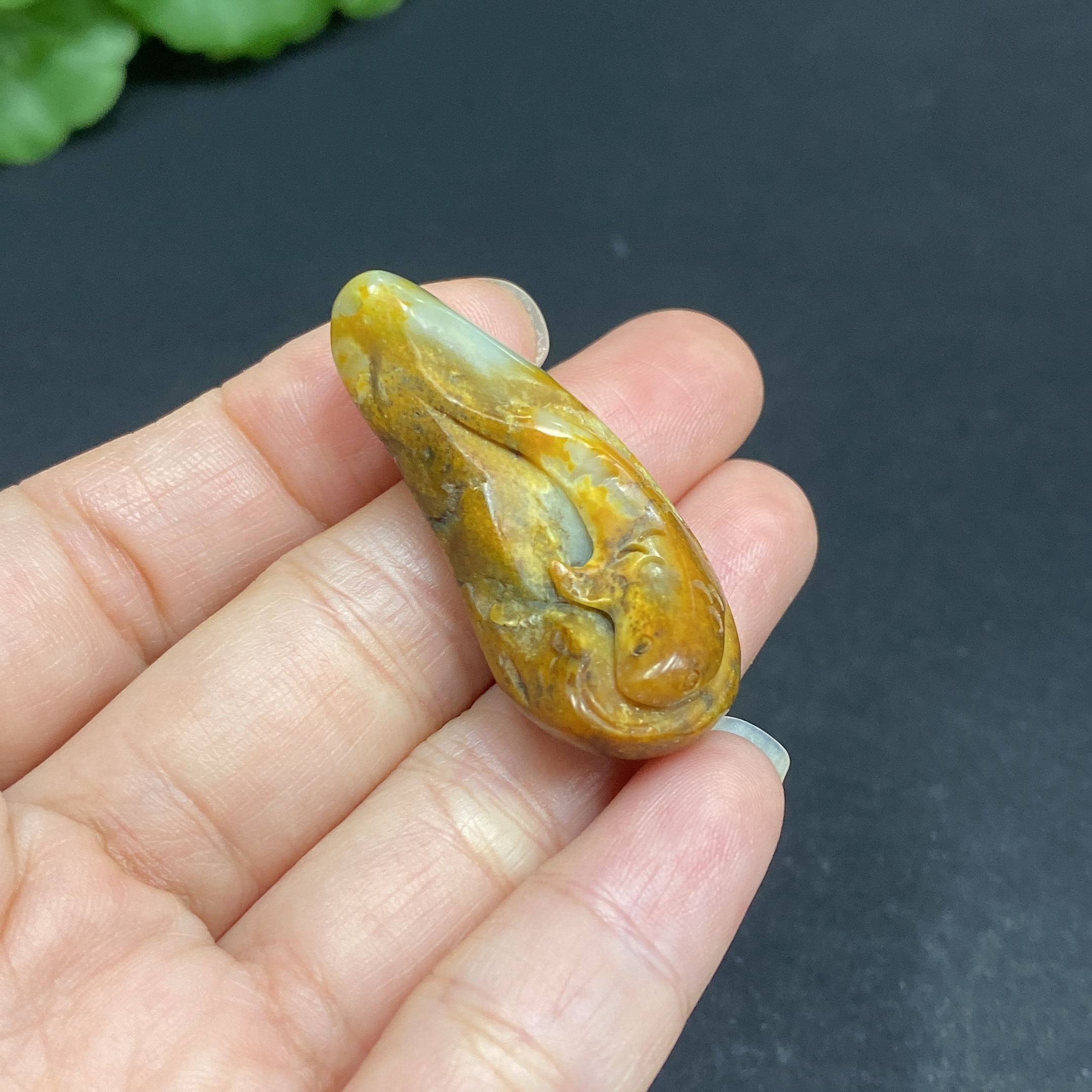H34036532 Hetian Jade Pendant  Plenty Year after Year  Undetermined Skin Color Origin  Contains Other Mineral Components  Total Weight Approx. 11g