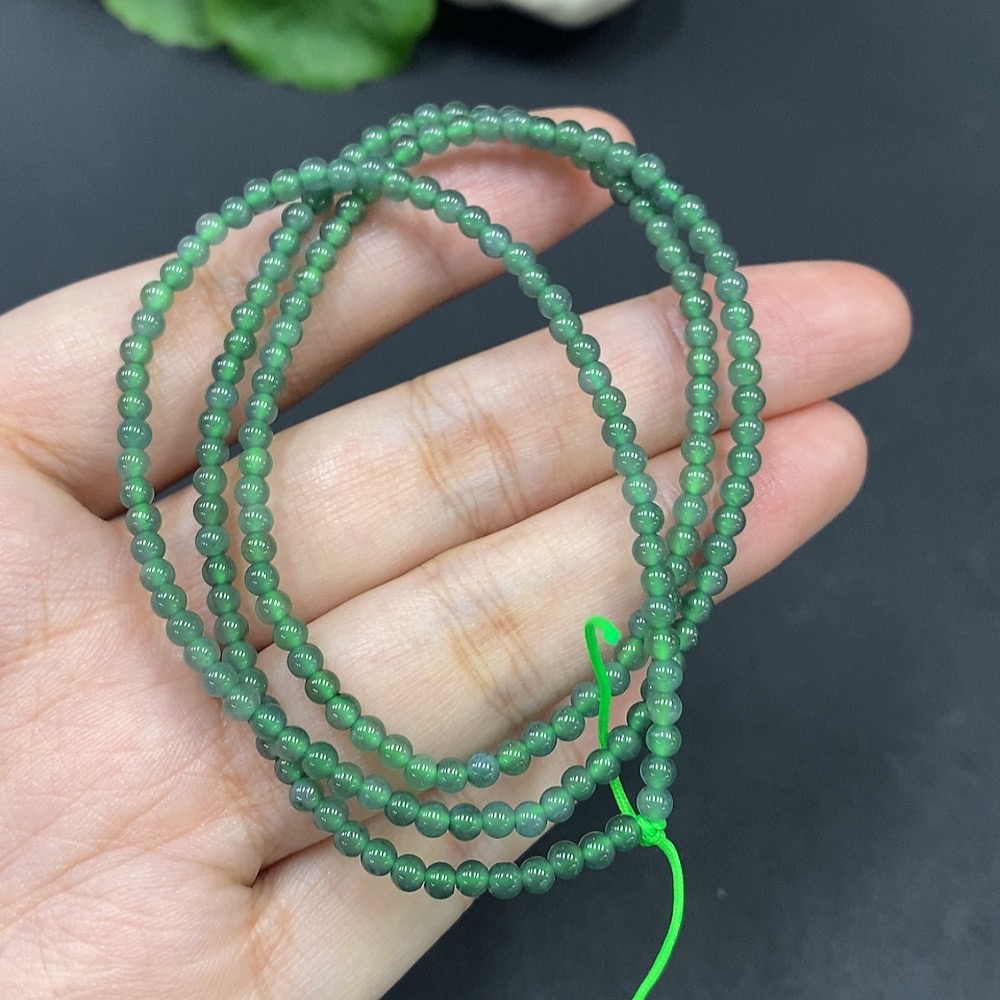 F20273854 Jadeite Bead Necklace, Approx. 2.8mm, Total Weight 8.248g