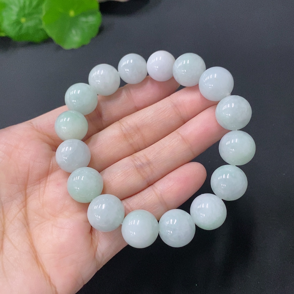 F33828587 Jadeite Beads Bracelet Approx. 12.3mm Total Weight Approx. 51g