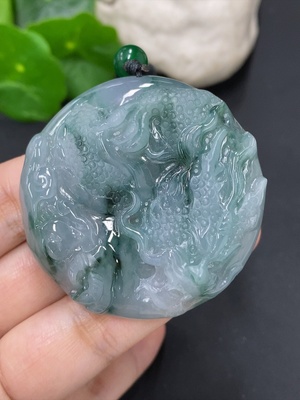 F41921241 翡翠龙牌挂件 货品含绳总重约54克
