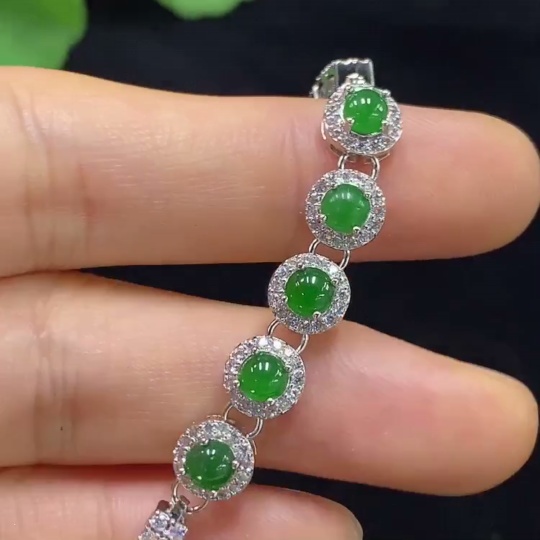 F34948001 Jadeite Inlaid Bracelet Non-Gold Total Weight About 7.34g