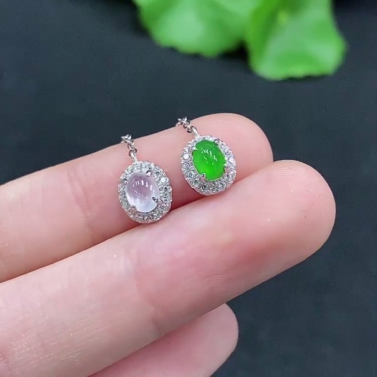 F31652882 Jadeite Cabochon Inlaid Necklace Non-Gold Inlaid Total Weight Approx. 3.53g