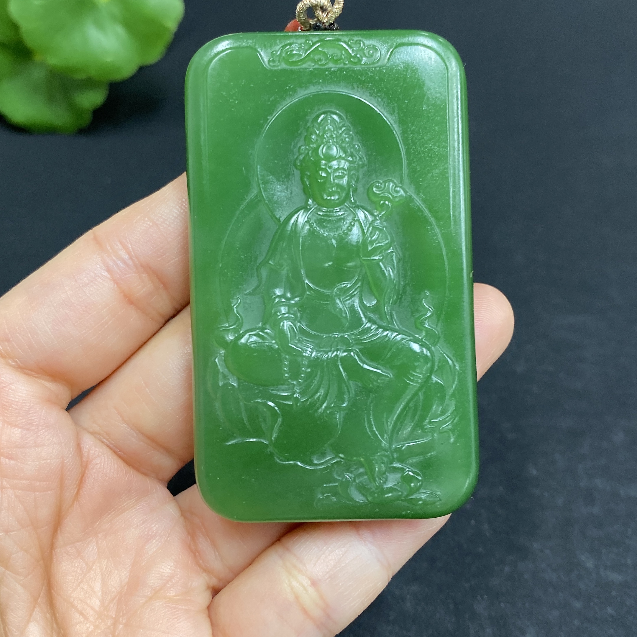 H30468177 Hetian Jade Pendant Guanyin Total Weight (including rope) 73.9g