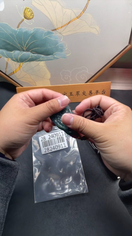 F28240911 Jadeite Manjushri Pendant (Total Weight with Cord Approx. 34.7g)