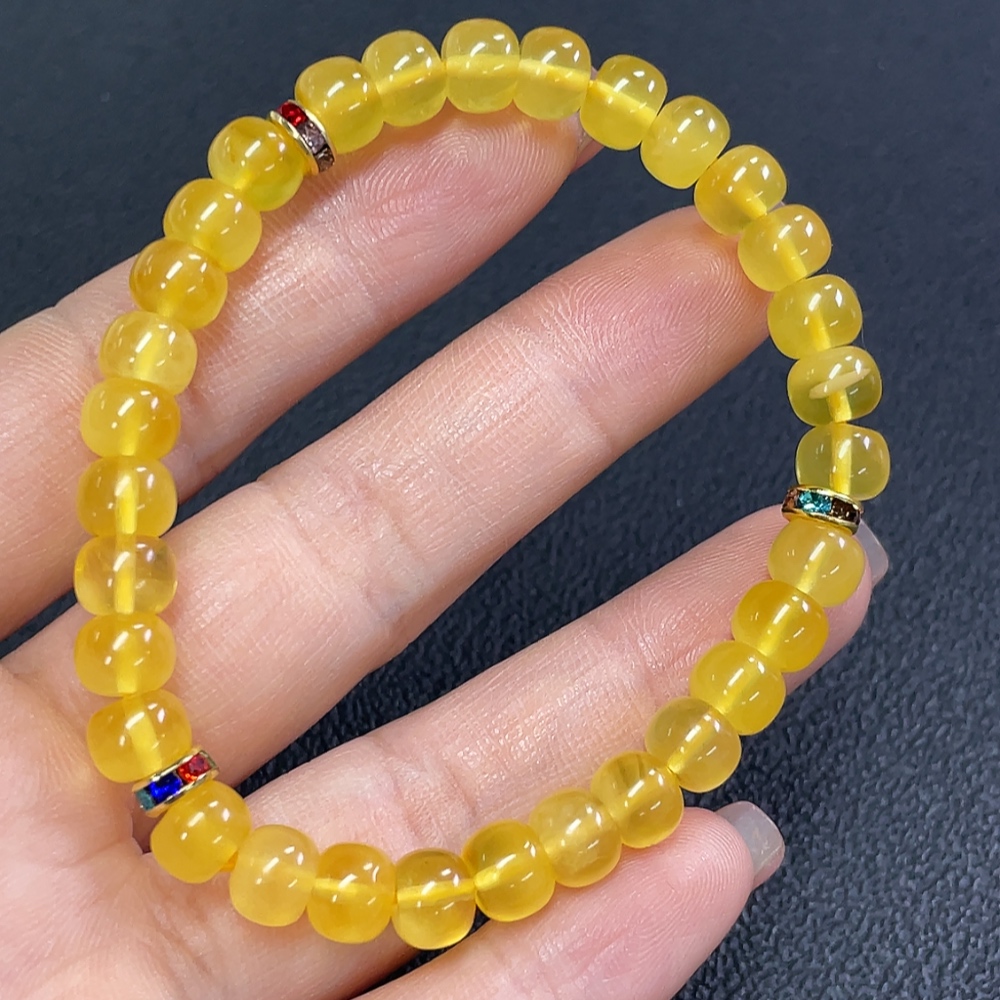 C27098492 Amber Beeswax Bracelet Total Weight Approx. 6.13g Size 6.9mm Non-Gold