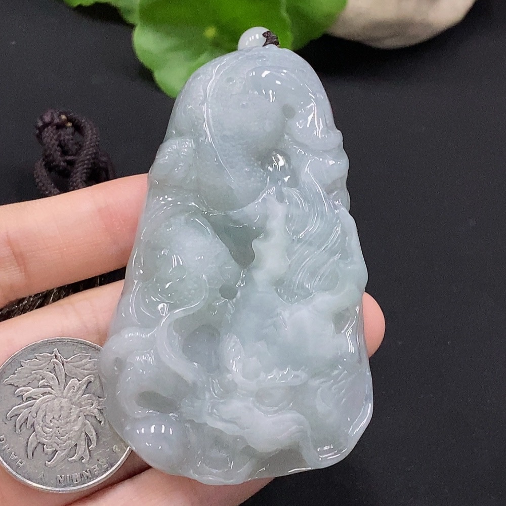 F34028035 Jadeite Dragon Pendant Total Weight Approx. 79.7g