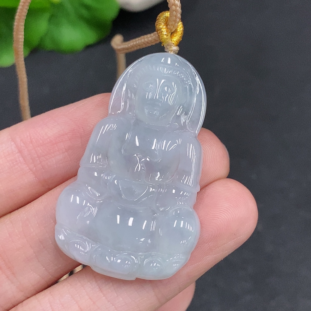 F35078161 Jadeite Guanyin Pendant, total weight including cord approximately 11.6g