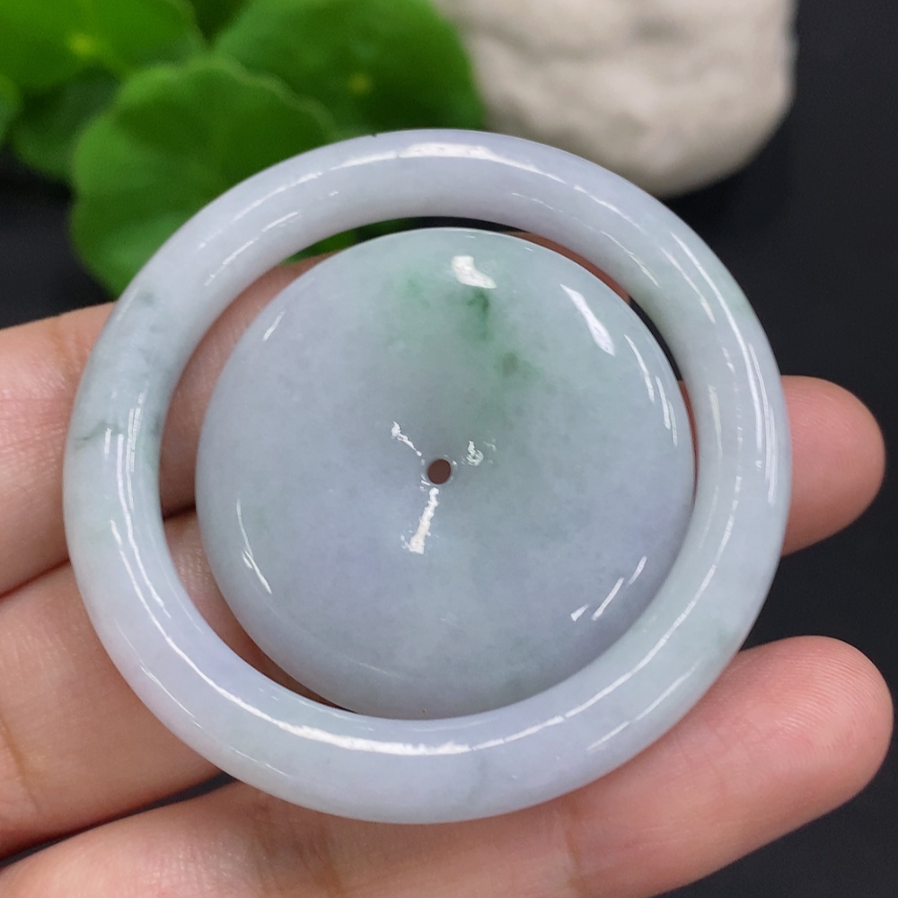F32741368 Jadeite Mother-and-Child Button Pendant with a total product weight of approximately 31.8 grams