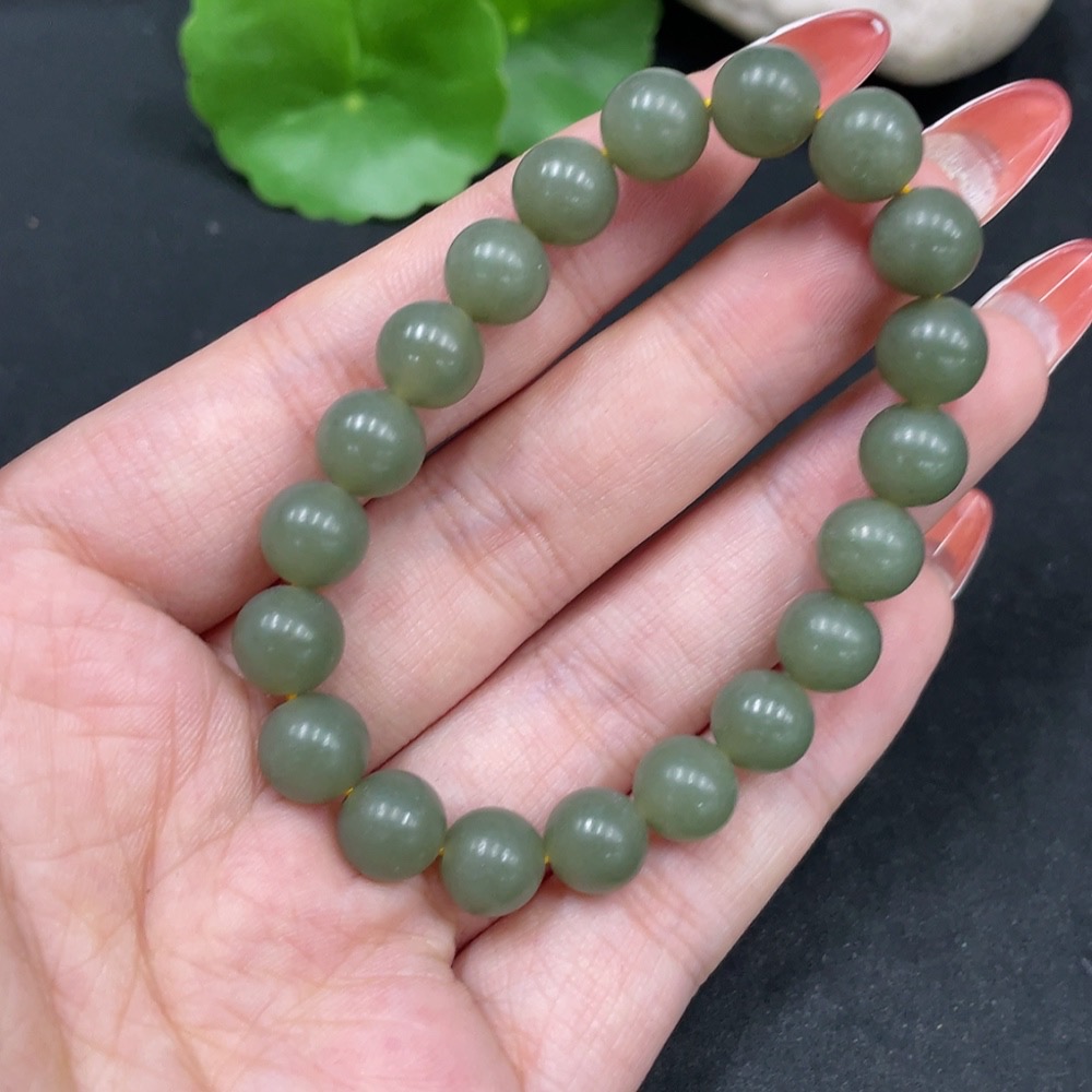 H35084535 Hetian Jade Bracelet Approx. 8.2mm Total Weight Approx. 18g