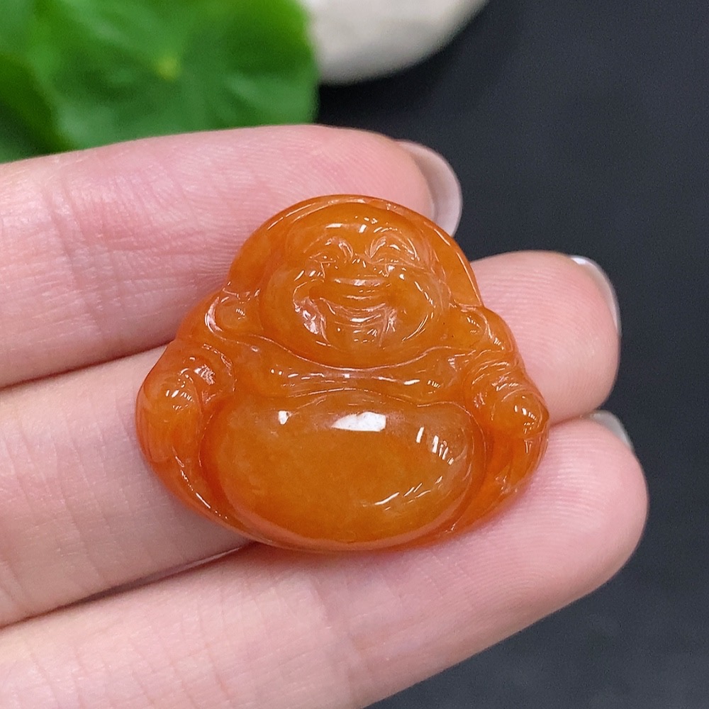 F34002094 Jadeite Buddha Pendant, Total Weight Approx. 5.3g, Yellow Color Origin Undetermined