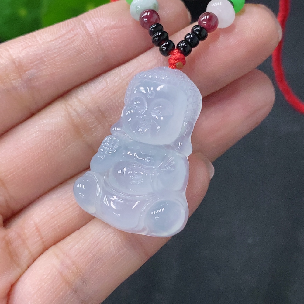 F35139571 Jadeite Baby Buddha Pendant Total Weight Approx. 11.18g With Non-Grade A Beads