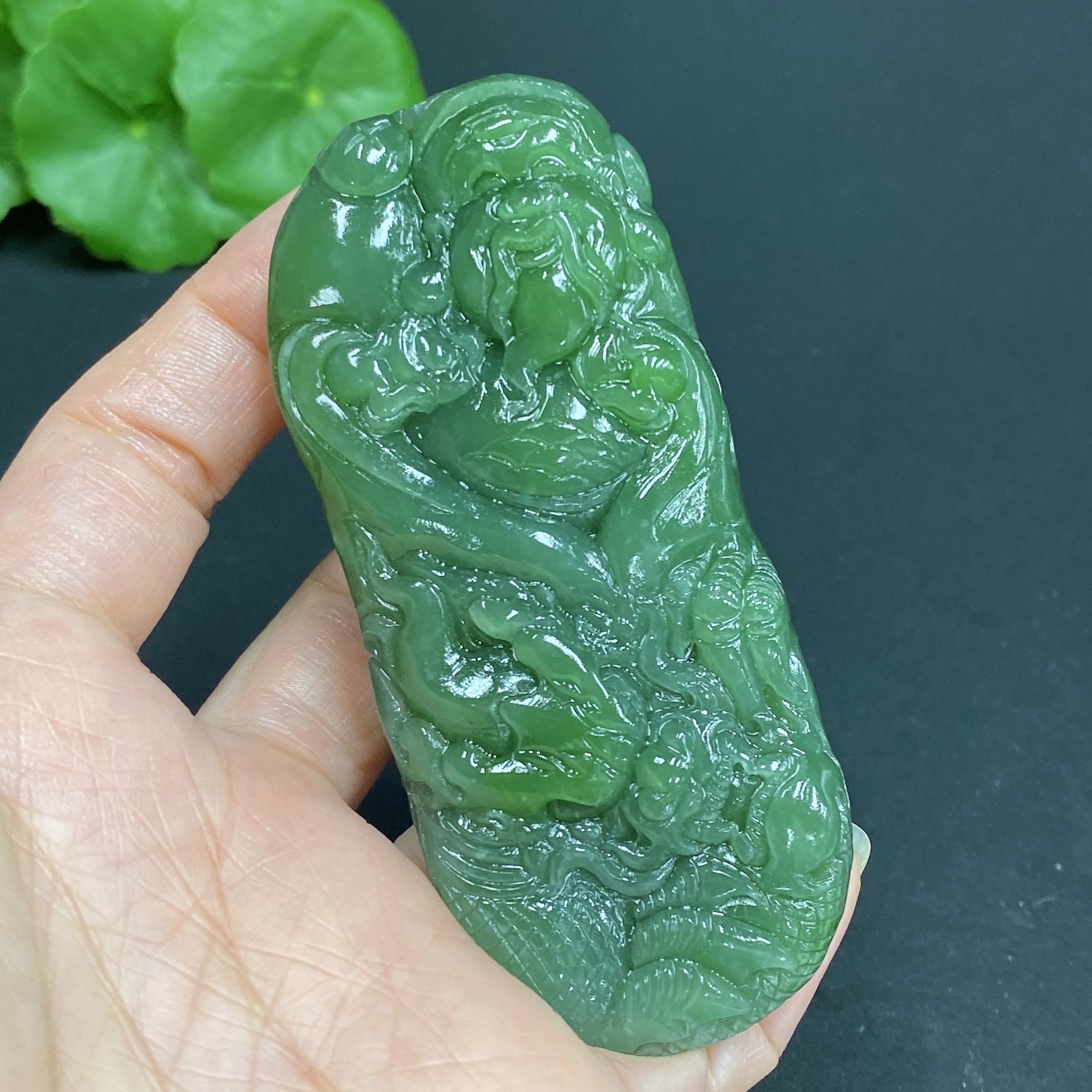 H27109506 Hetian Jade Pendant    God of Wealth    Total Weight: Approx. 75.6g
