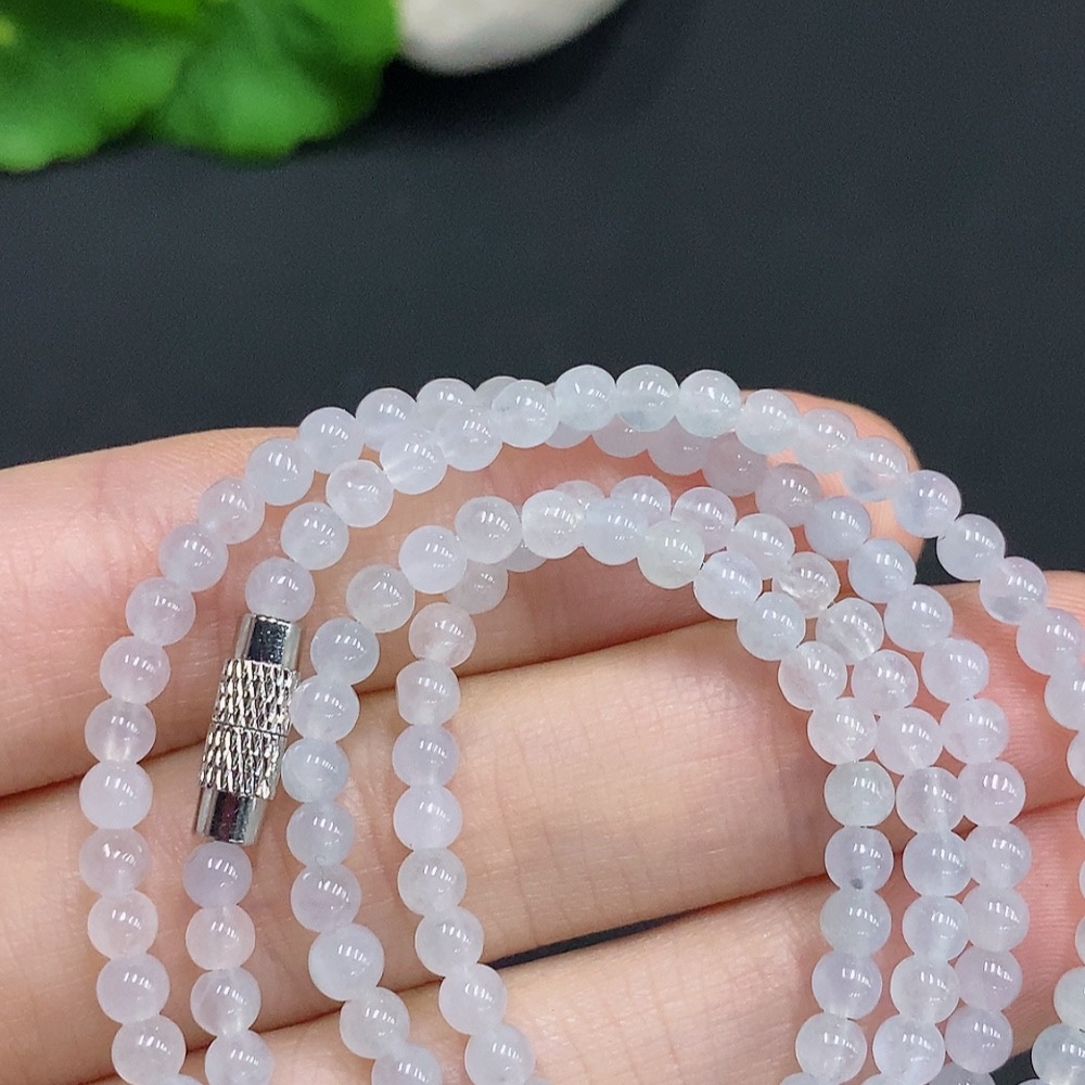 F32793604 JadeiteBeaded Necklace Approx. 3.6mm Non-Gold Total Weight Approx. 12.82g