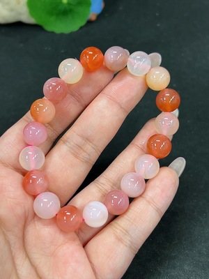 H41938890 盐源玛瑙手串 卡10.3mm左右 仅红色 货品总重约31.5g
