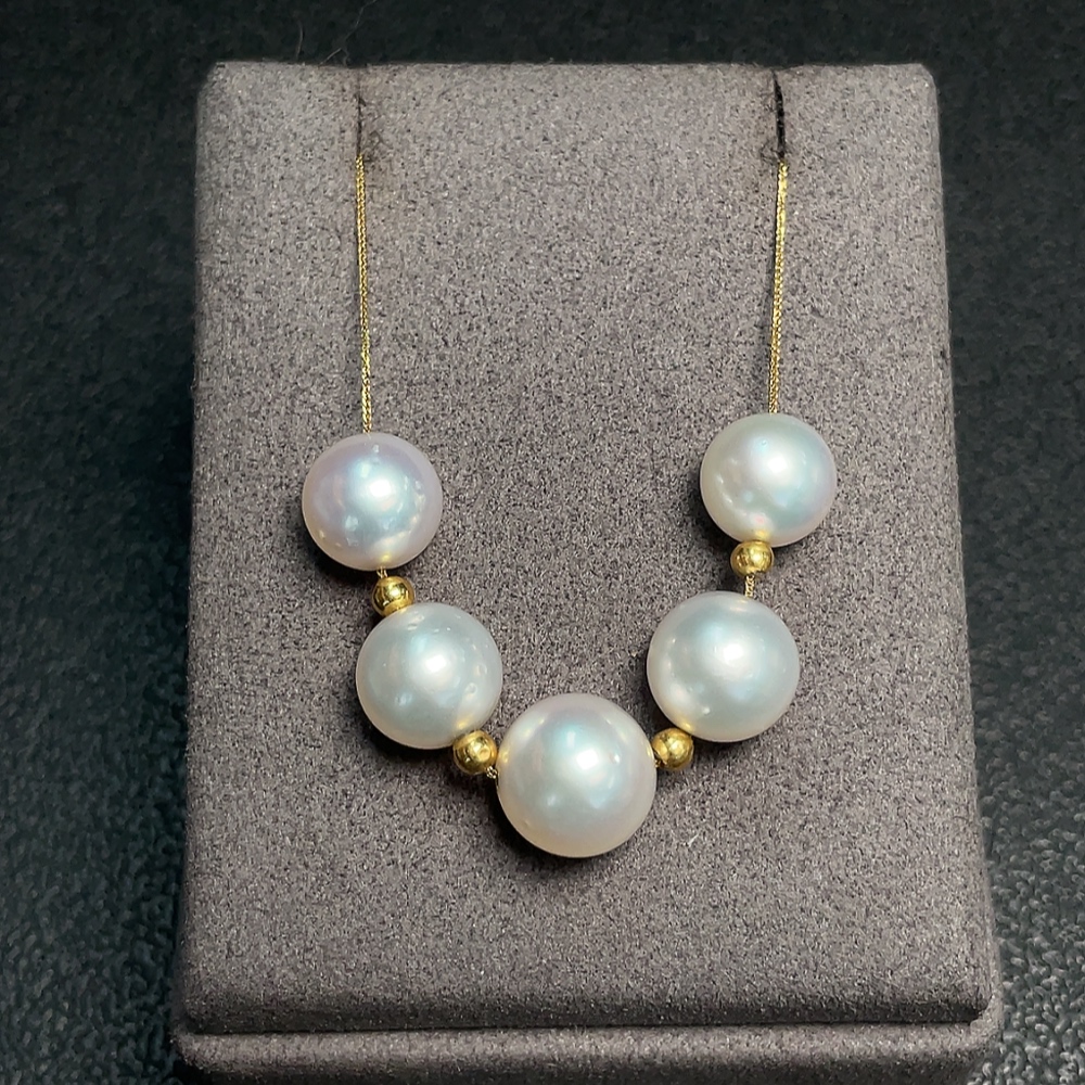 C32784191 Seawater Pearl Necklace 18K Gold Total Weight Approx.8.15g Size 9.2-10.8mm