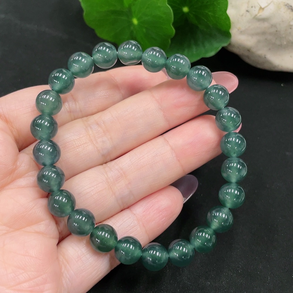 F34012355 Jadeite Beads Bracelet Approx. 8.1mm Total Weight About 21.2g