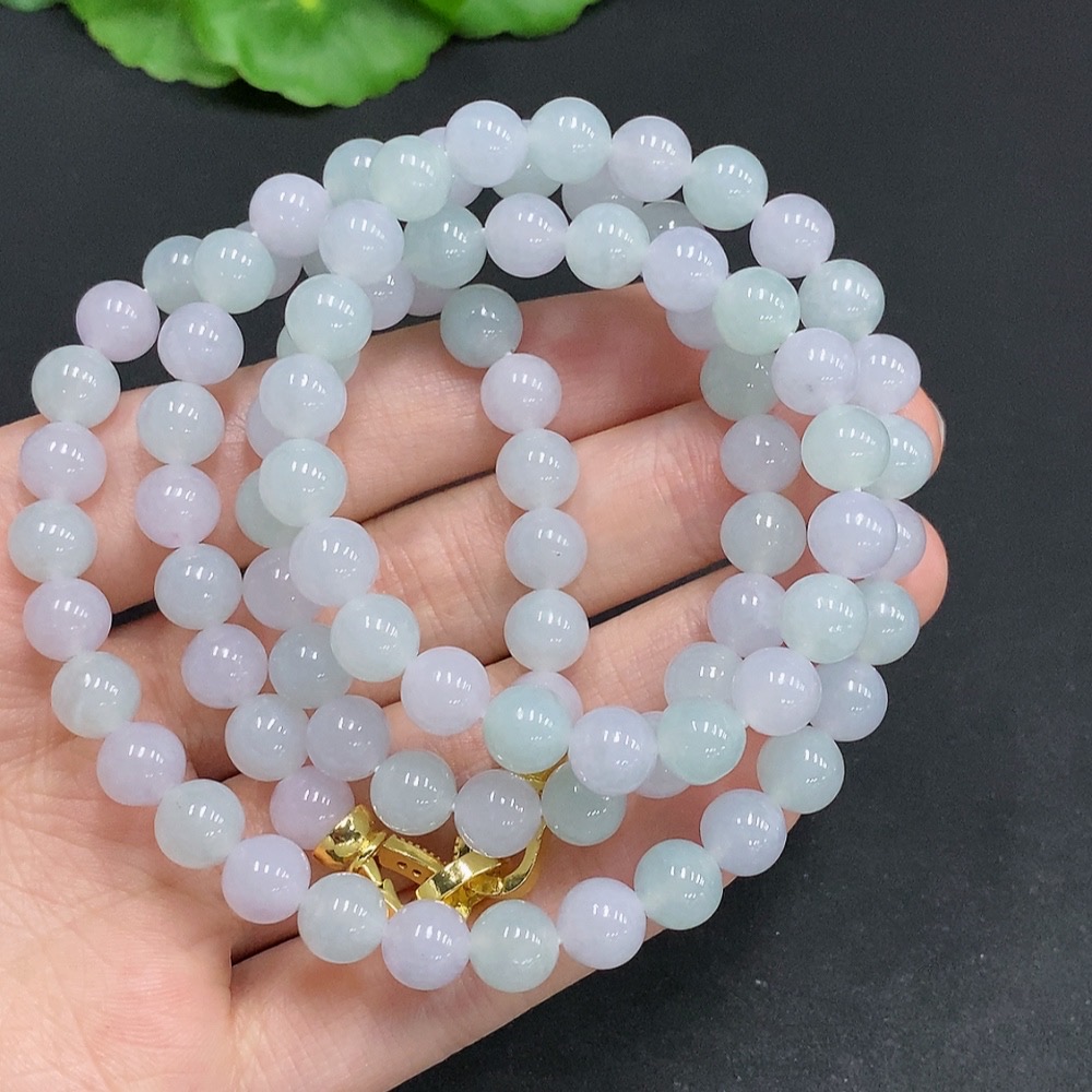 F31624691 Jadeite Bead Necklace Non-Gold Setting Total Weight Approx. 67g Size 7.4mm