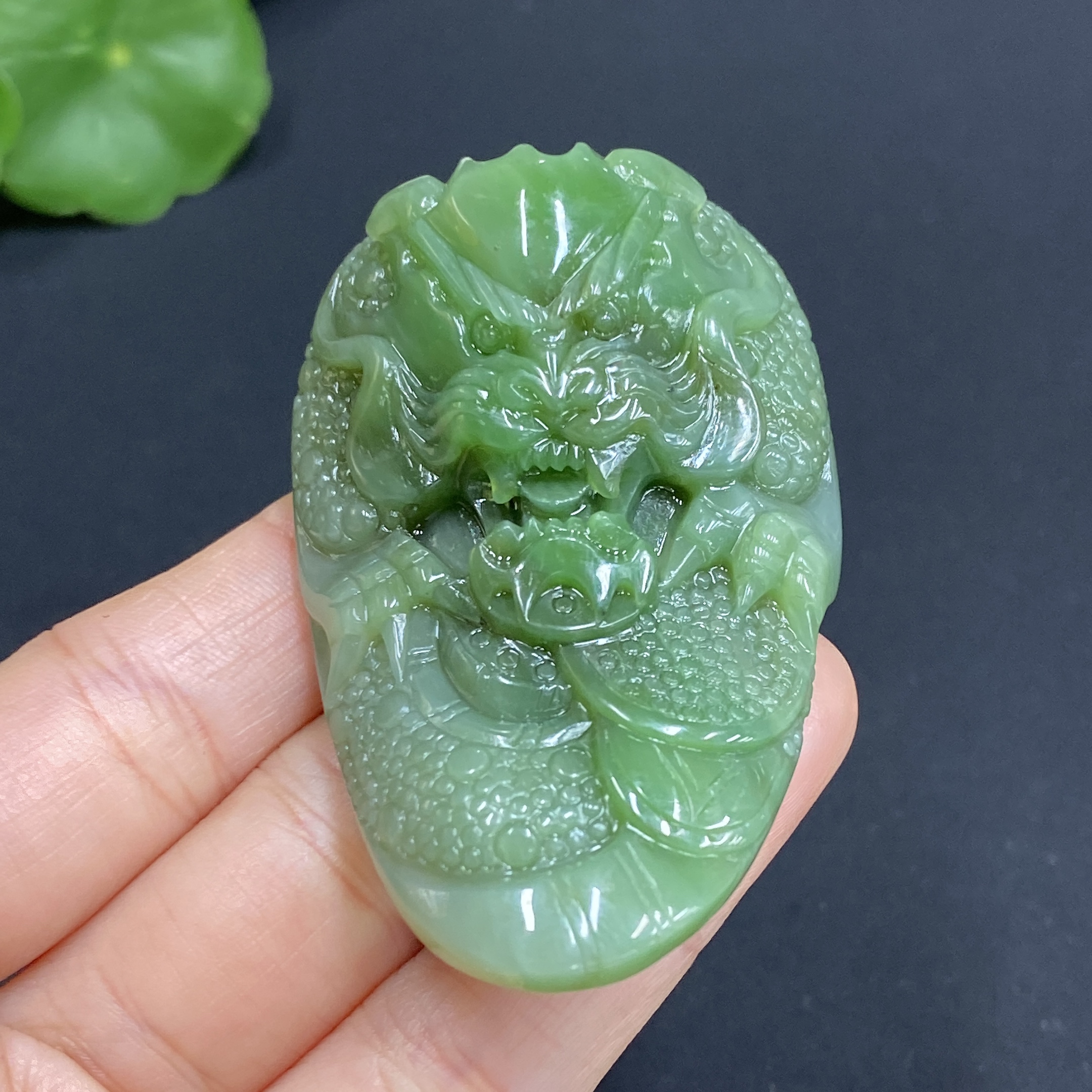 H27060062 Hetian Jade Pendant Dragon Total Weight Approx.57g