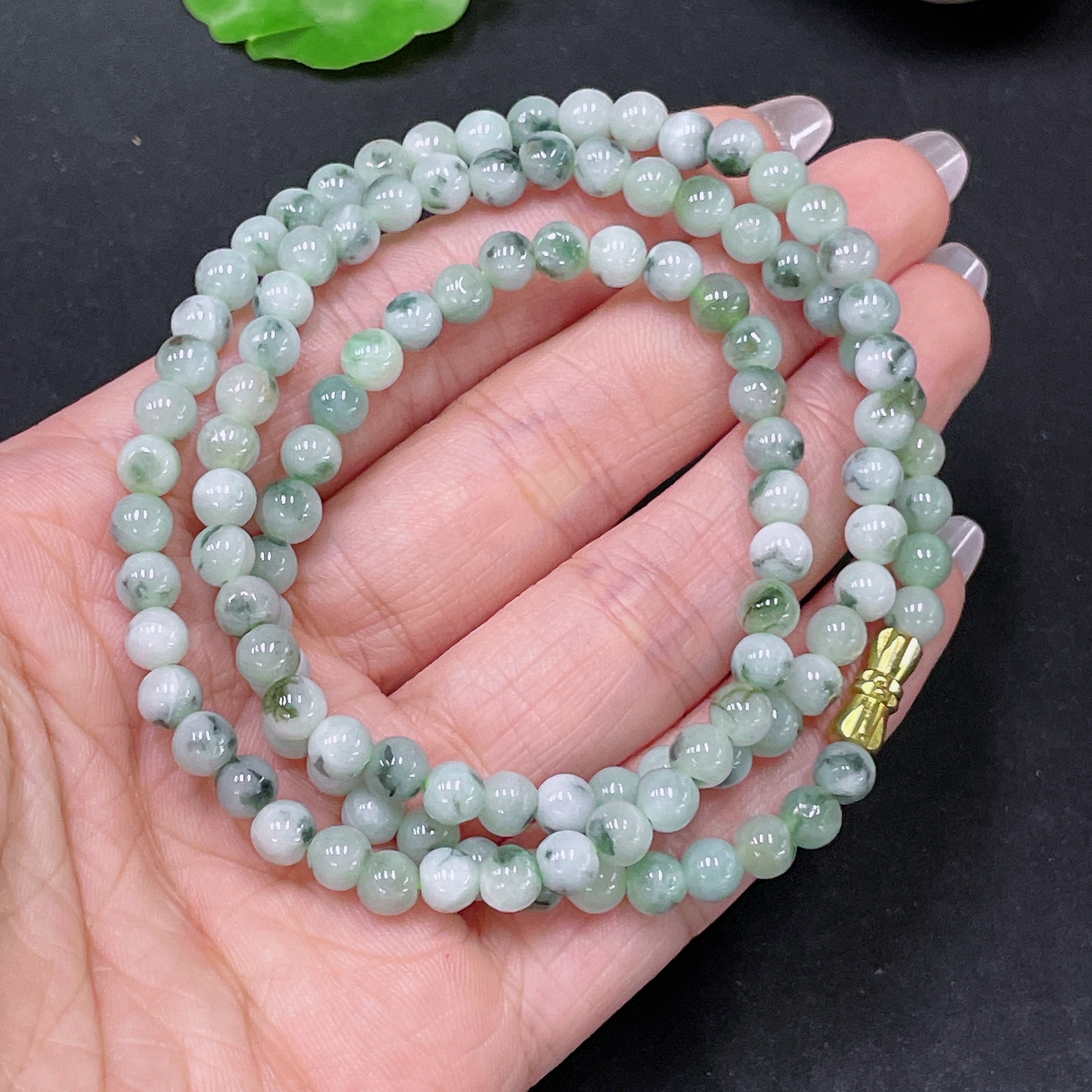F34065609 Jadeite Bead Necklace Approx. 5mm Total Weight Approx. 27.16g Non-Gold Containing Other Mineral Components