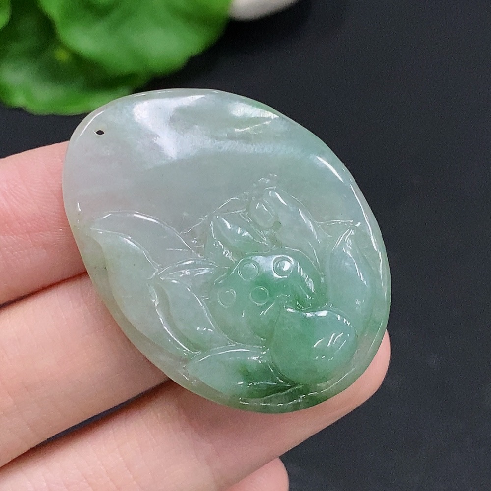 F30489210 JadeiteBlossom of Wealth and Honor Pendant