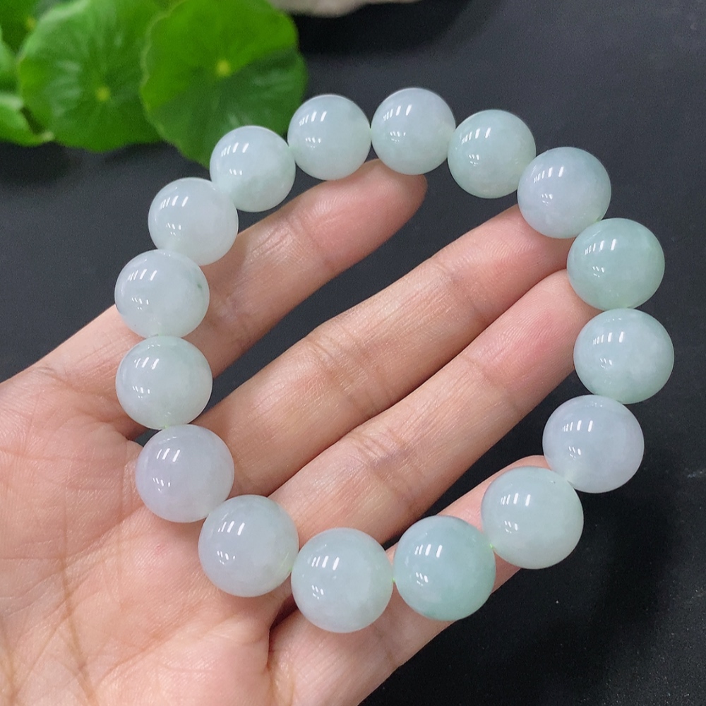 F31594408 Jadeite Beads Bracelet Approx.12.5mm Total Weight 53.42g