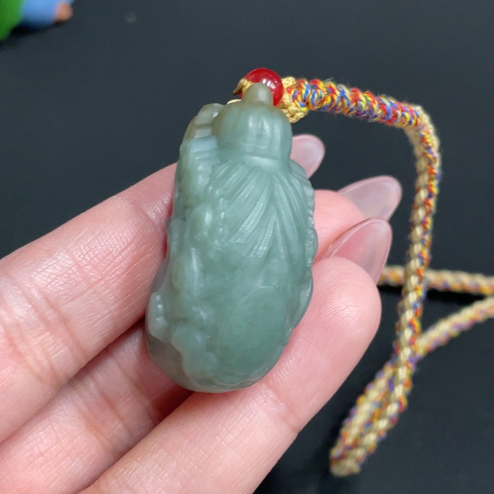 H26942739 Hetian Jade Pendant    Yellow Jambhala    Total Weight (with rope): approx. 28.7g