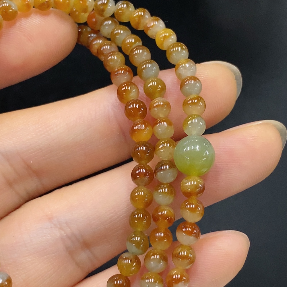 F29363368 Jadeite Beaded Necklace Non-Gold Color Origin Undetermined Total Weight Approx. 17.35g Size Approx. 4.2mm