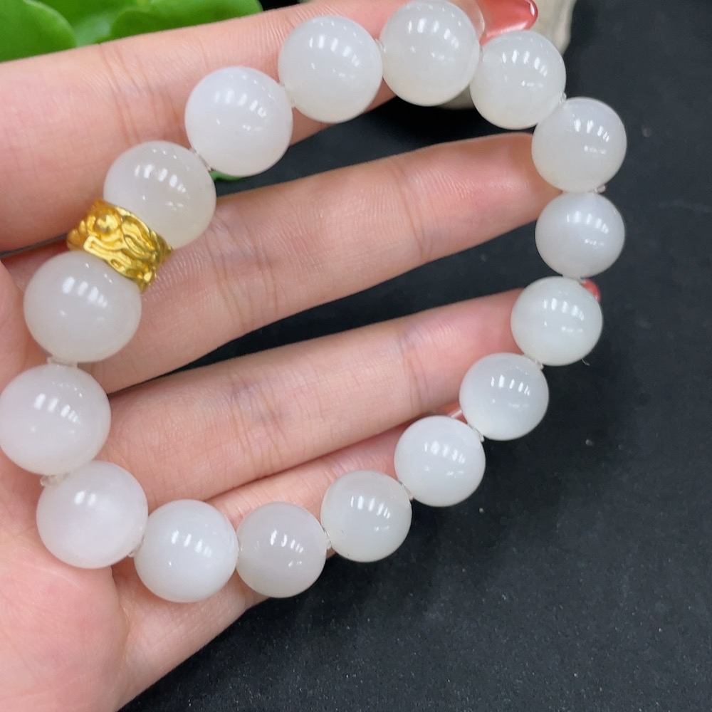 H35085356 Hetian Jade Bracelet, Approx. 11.7mm, Total Weight Approx. 43.4g, Non-Gold