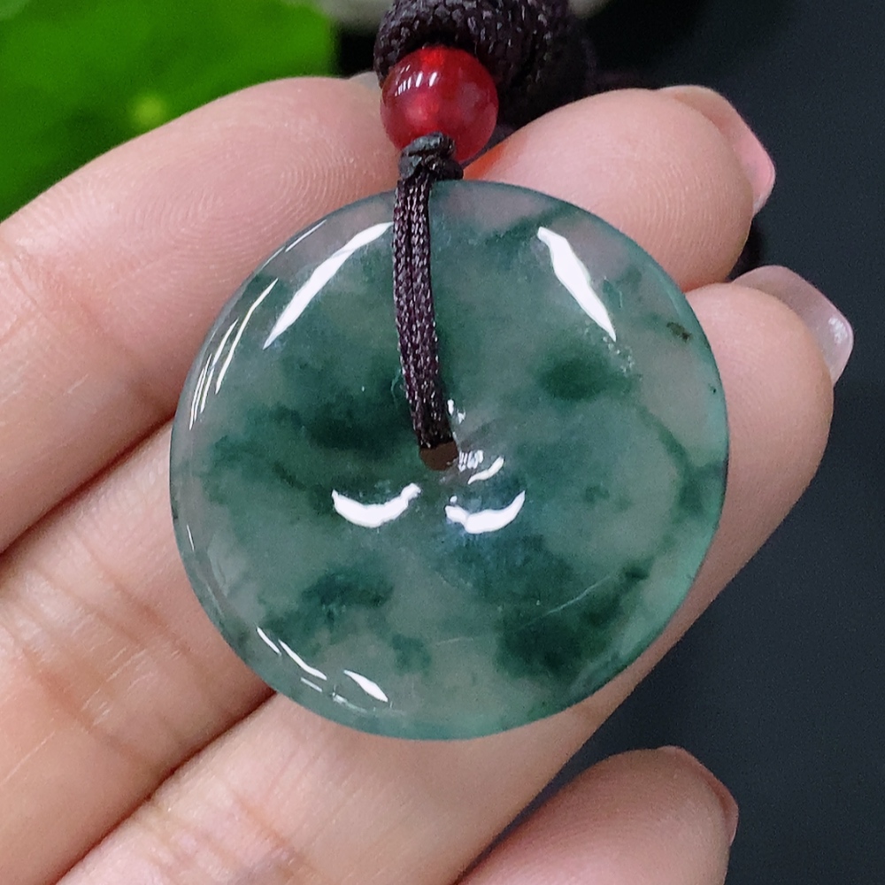 F26004985 Jadeite Safety Buckle Pendant Total Weight Approx. 7.5g (Including Rope Weight)