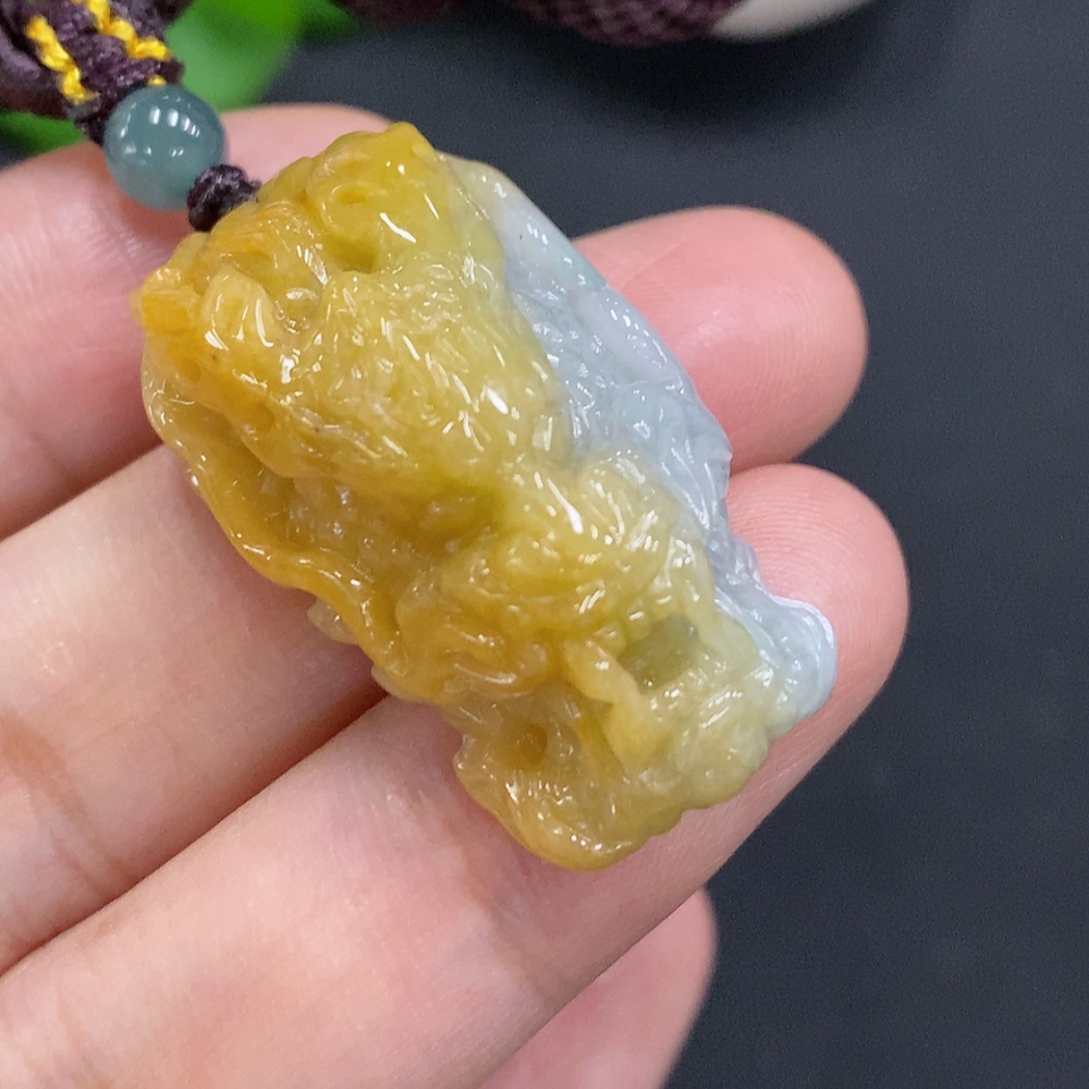 F30528707 Jadeitedragon head pendant with cord, total weight approx. 15.8g (Color origin undetermined)